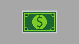 illustration of green paper currency with dollar sign in middle