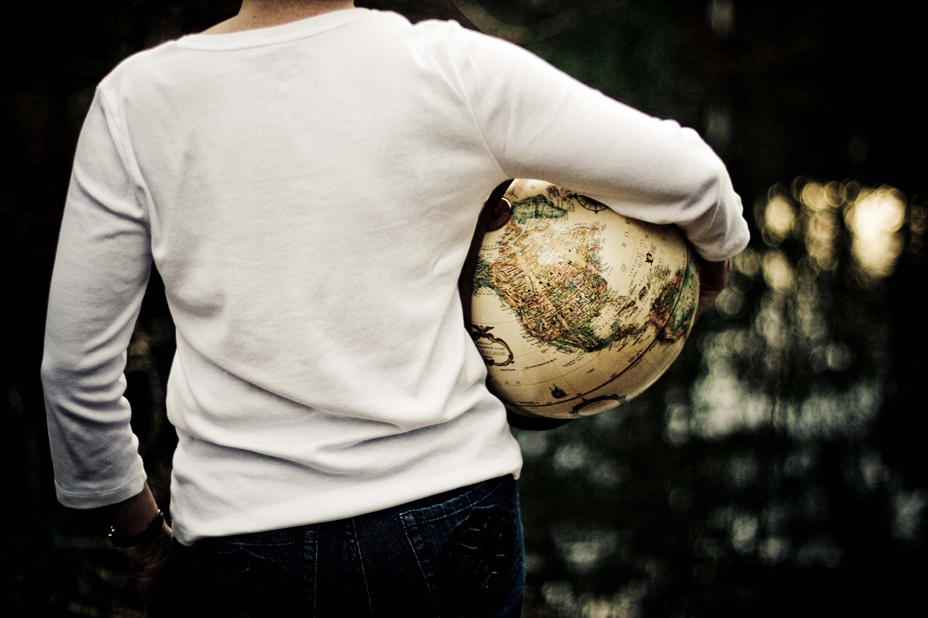 woman with globe